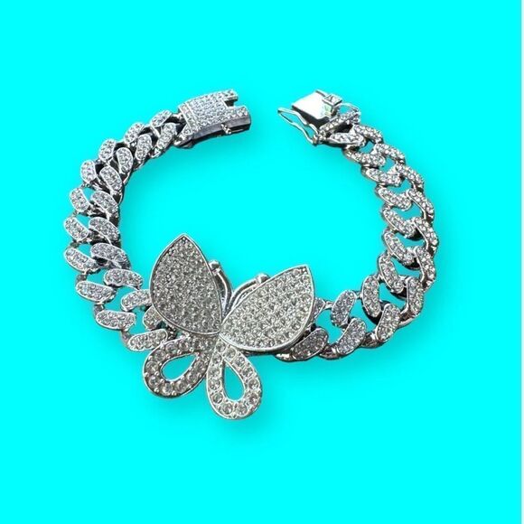 Butterfly Miami Cuban Link Chains Bracelet Bling Bracelets Women's Jewelry - Picture 2 of 9